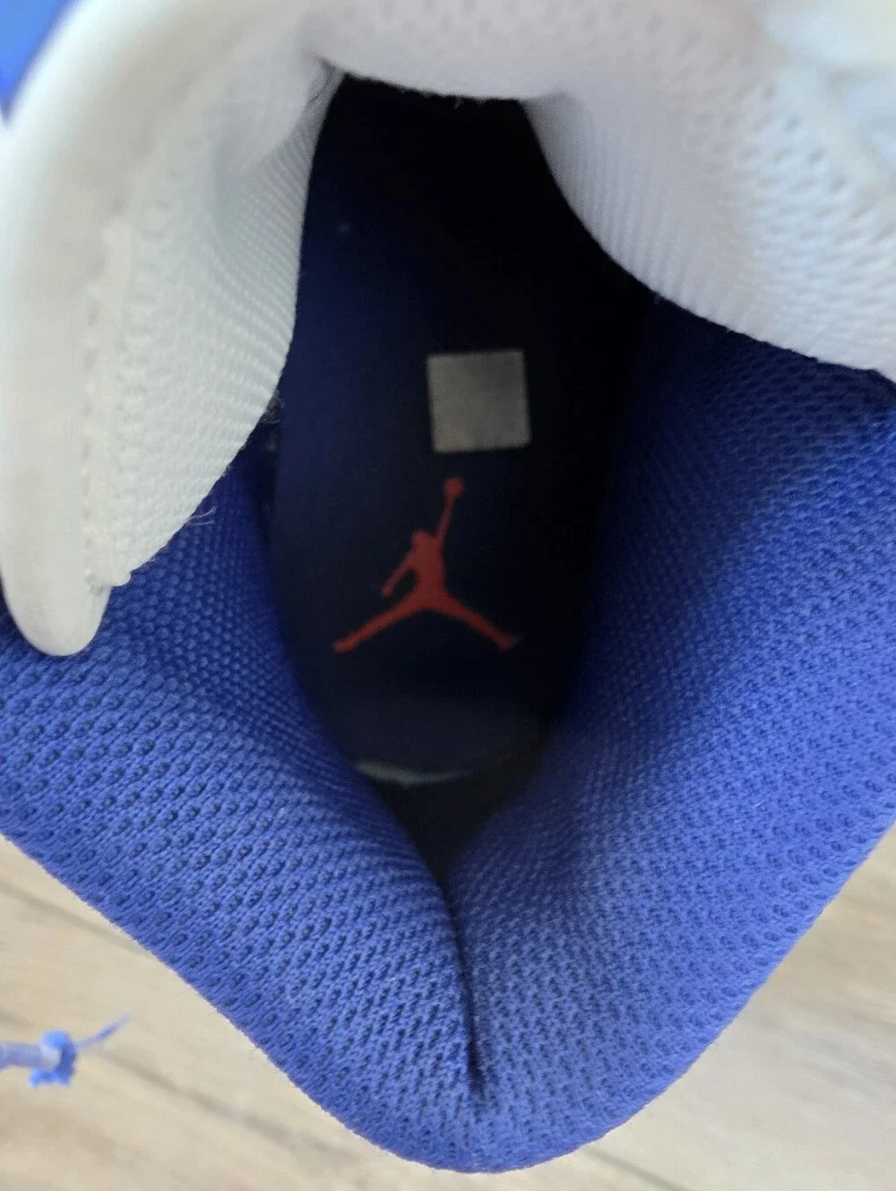 Jordan Men’s Mid Sneakers in White, Blue & Red